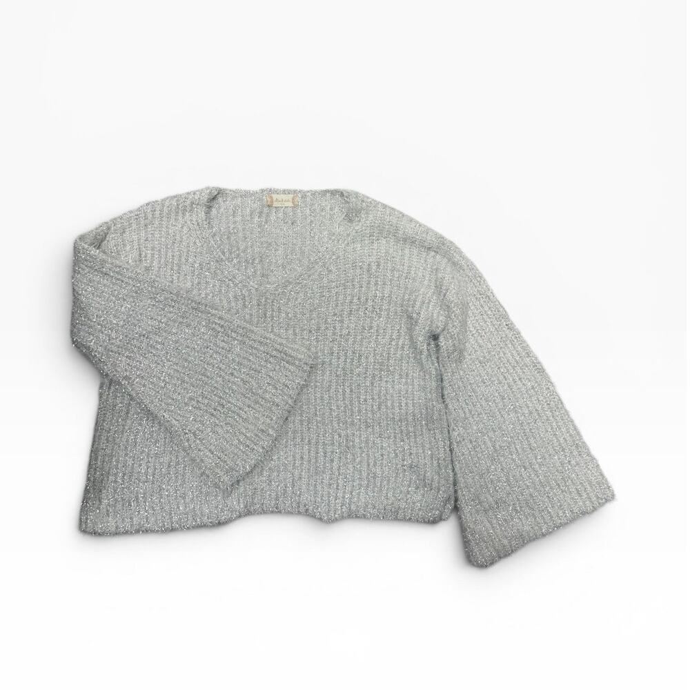 Altar’d State Metallic Bell Sleeve Vneck Sweater